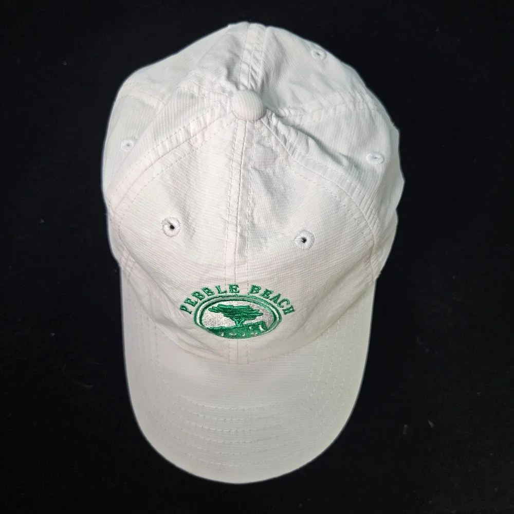 Pebble Beach American Needle Adjustable Golf Cap White California Republic Logo